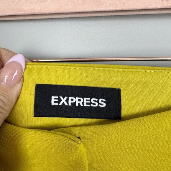 EXPRESS | Chartreuse Green Super High Rise Ankle Dress Pants Women’s Size 2 - Picture 7 of 11